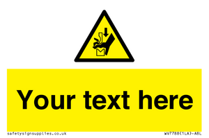 Custom warning hand crushing between press brake tool